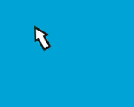 pixelated mouse arrow pointer over blue desktop with copy spaceの写真素材