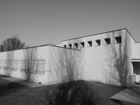 ALBA, ITALY - CIRCA FEBRUARY 2019: Fondazione Ferrero art gallery in black and whiteのeditorial素材