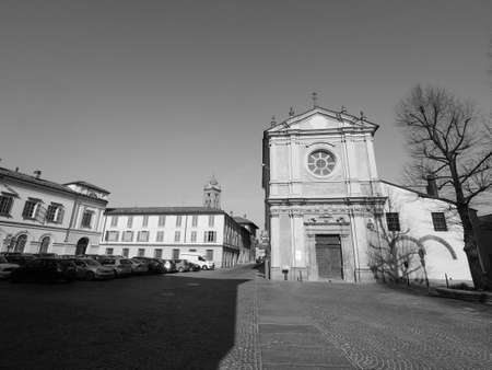 ALBA, ITALY - CIRCA FEBRUARY 2019: Santa Caterina (Saint Catharine) church in black and whiteのeditorial素材