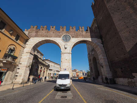 VERONA, ITALY - CIRCA MARCH 2019: Portoni della Bra gateのeditorial素材