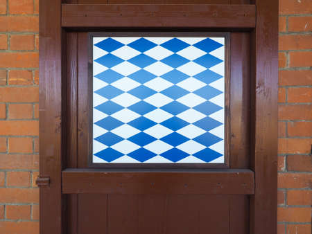 Blue and white Bavarian flag at German pub