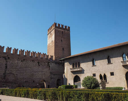 VERONA, ITALY - CIRCA MARCH 2019: Castelvecchio museum designed by architect Carlo Scarpa in Castelvecchio castleのeditorial素材