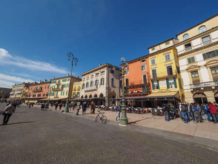 VERONA, ITALY - CIRCA MARCH 2019: Piazza Bra squareのeditorial素材