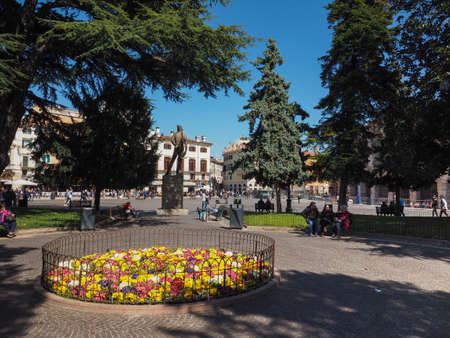 VERONA, ITALY - CIRCA MARCH 2019: Piazza Bra squareのeditorial素材