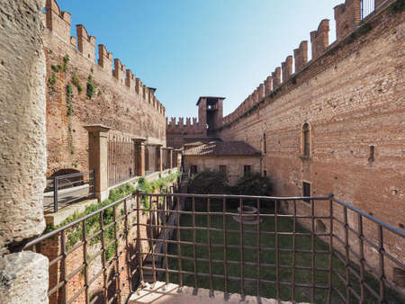 VERONA, ITALY - CIRCA MARCH 2019: Castelvecchio museum designed by architect Carlo Scarpa in Castelvecchio castleのeditorial素材
