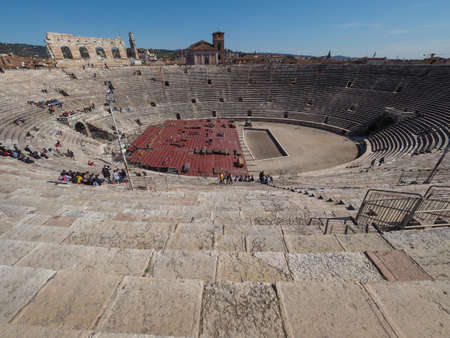 VERONA, ITALY - CIRCA MARCH 2019: Arena di Verona roman amphitheatreのeditorial素材