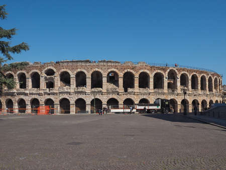 VERONA, ITALY - CIRCA MARCH 2019: Arena di Verona roman amphitheatre
