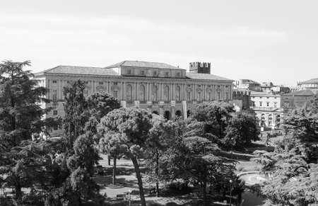 VERONA, ITALY - CIRCA MARCH 2019: Palazzo della Gran Guardia palace hosts the World Congress of...