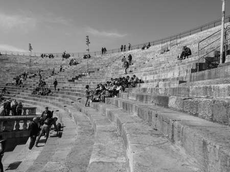 VERONA, ITALY - CIRCA MARCH 2019: Arena di Verona roman amphitheatre in black and whiteのeditorial素材