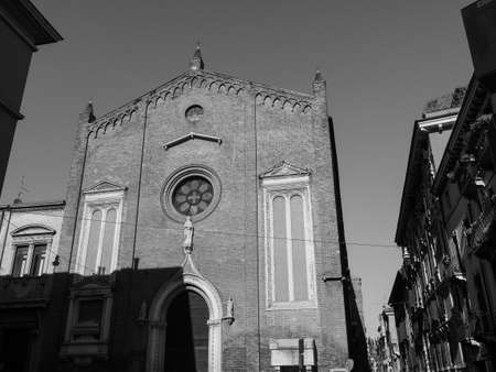 Santa Eufemia church facade in Verona, Italy in black and whiteの写真素材