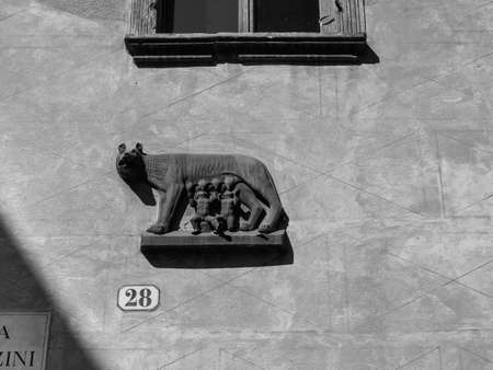 VERONA, ITALY - MARCH 26, 2019: Capitoline Wolf breastfeeding Romulus and Remus on the birthplace...
