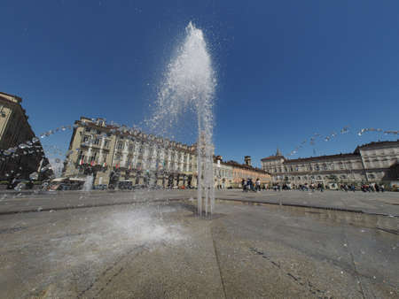 TURIN, ITALY - CIRCA MAY 2019: The Piazza Castello squareのeditorial素材
