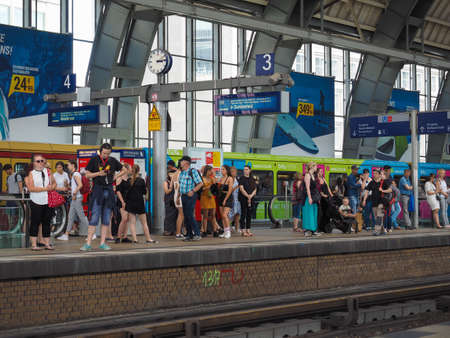BERLIN, GERMANY - CIRCA JUNE 2019: People in Alexanderplatz stationのeditorial素材
