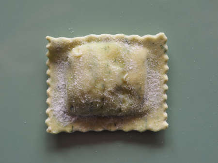 vegetarian agnolotti with ricotta cheese and herbs, traditional Italian pasta foodのeditorial素材
