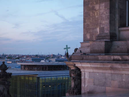 Aerial view of the city of Berlin at night