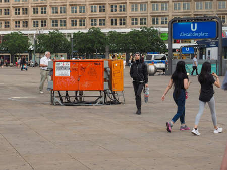 BERLIN, GERMANY - CIRCA JUNE 2019: People in Alexanderplatz squareのeditorial素材