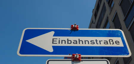 German Einbahnstrasse (meaning One Way) street sign