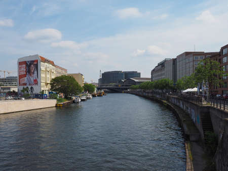 BERLIN, GERMANY - CIRCA JUNE 2019: View of River Spree and Friedrichstrasse stationのeditorial素材
