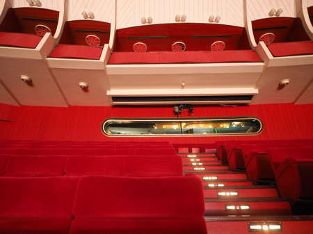 TURIN, ITALY - CIRCA JUNE 2019: Main hall of eatro Regio (meaning Royal Theatre) designed by architect Carlo Mollino in the sixtiesのeditorial素材