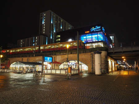 BERLIN, GERMANY - CIRCA MAY 2019: Night view of Alexanderplatz squareのeditorial素材