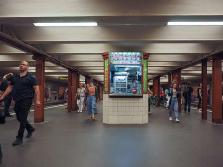 BERLIN, GERMANY - CIRCA JUNE 2019: People in Alexanderplatz underground stationのeditorial素材