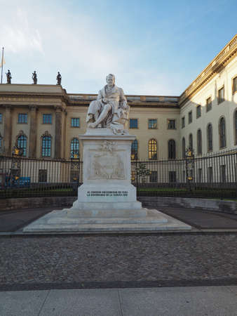 BERLIN, GERMANY - CIRCA JUNE 2019: Statue of Alexander von Humboldt dedicated by the Habana...