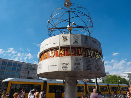 BERLIN, GERMANY - CIRCA JUNE 2019: Urania Weltzeituhr (Urania World Clock) in Alexanderplatz