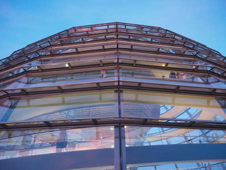 BERLIN, GERMANY - CIRCA JUNE 2019: Dome of the Bundestag German Houses of Parliament at duskのeditorial素材