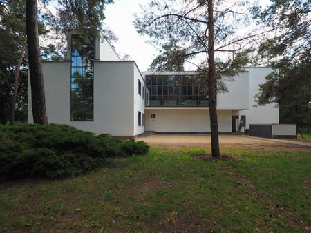 DESSAU, GERMANY - CIRCA JUNE 2019: Bauhaus masters houses designed in 1925 for Walter Gropius, Laszlo Moholy Nagy, Lyonel Feininger, Georg Muche, Oskar Schlemmer, Wassily Kandinsky and Paul Kleeのeditorial素材