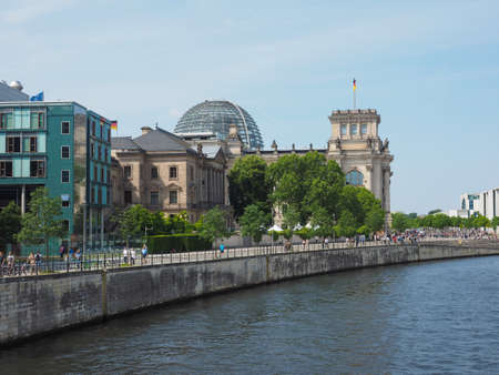 BERLIN, GERMANY - CIRCA JUNE 2019: View of River Spree and Bundestagのeditorial素材