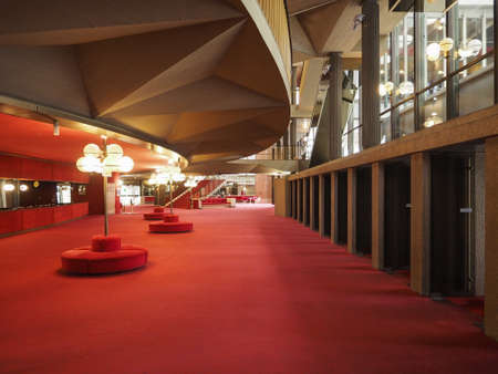 TURIN, ITALY - CIRCA JUNE 2019: Foyer of Teatro Regio (meaning Royal Theatre) designed by architect Carlo Mollino in the sixtiesのeditorial素材