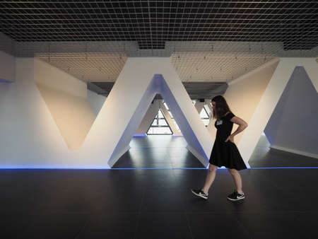 TURIN, ITALY - CIRCA JUNE 2019: Exhibition space at Palazzo Lancia (Lancia Palace) aka Grattacielo...