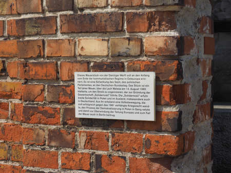 BERLIN, GERMANY - CIRCA JUNE 2019: Piece of the wall of Gdansk donated by the Polish Parliament in 2009 to the German Bundestagのeditorial素材