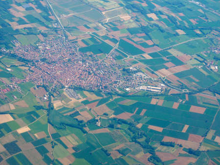 Aerial view of Turin province in Piedmont near Caselle airport