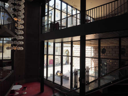 TURIN, ITALY - CIRCA JUNE 2019: Foyer of Teatro Regio (meaning Royal Theatre) designed by architect...