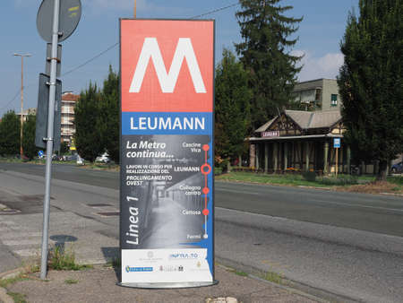 COLLEGNO, ITALY - CIRCA AUGUST 2019: New Subway Station at Leumann workers villageのeditorial素材