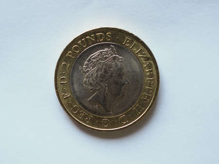 LONDON, UK - CIRCA AUGUST 2019: 2 pounds coin money (GBP), currency of United Kingdom