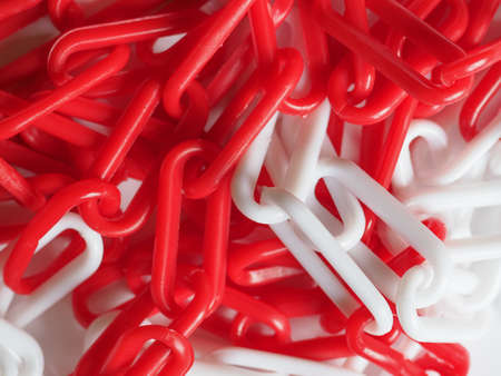 plastic red and white warning chain links