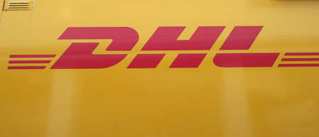 BONN, GERMANY - CIRCA AUGUST 2019: DHL sign