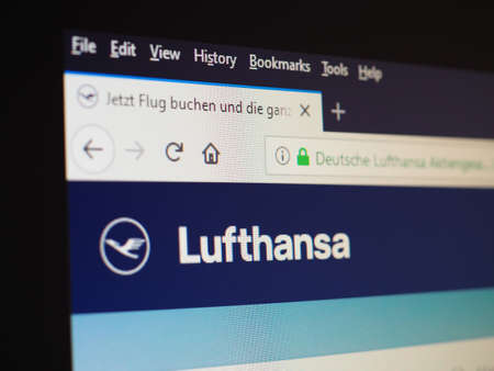 FRANKFURT AM MAIN, GERMANY - CIRCA AUGUST 2019: Lufthansa sign on websiteのeditorial素材