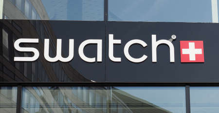 DUESSELDORF, GERMANY - CIRCA AUGUST 2019: Swatch signのeditorial素材