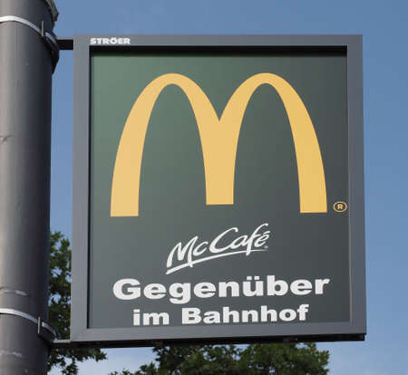 KOELN, GERMANY - CIRCA AUGUST 2019: McDonald's McCafe sign