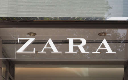 DUESSELDORF, GERMANY - CIRCA AUGUST 2019: Zara sign