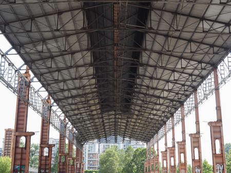 TURIN, ITALY - CIRCA AUGUST 2019: Industrial ruins of a factory at Parco Dora parkのeditorial素材