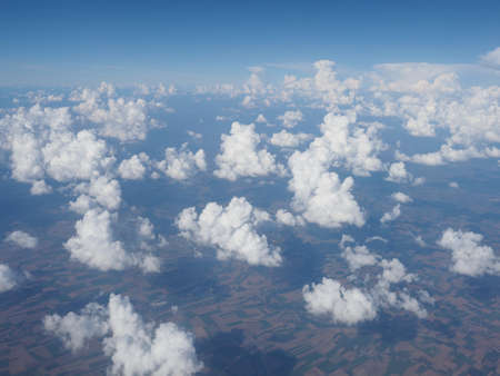 blue sky with clouds seen from plane useful as a background