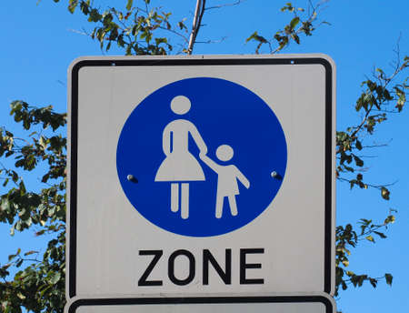 pedestrian zone sign (aka auto free, car free or pedestrian precinct)の写真素材