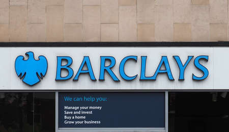 LONDON, UK - CIRCA SEPTEMBER 2019: Barclays bank signのeditorial素材