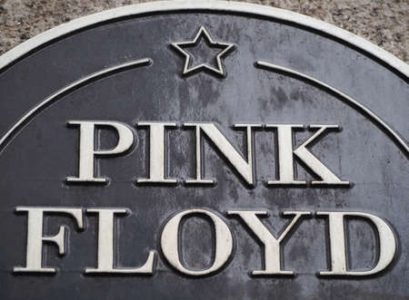 LONDON, UK - CIRCA SEPTEMBER 2019: Pink Floyd plaque at Regent Street Polytechnic where they studied...