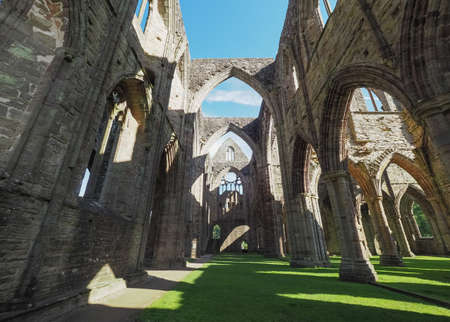 TINTERN, UK - CIRCA SEPTEMBER 2019: Tintern Abbey (Abaty Tyndyrn in Welsh) ruins