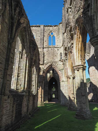 TINTERN, UK - CIRCA SEPTEMBER 2019: Tintern Abbey (Abaty Tyndyrn in Welsh) ruins